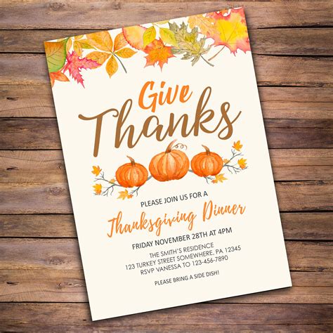 invitation to thanksgiving dinner